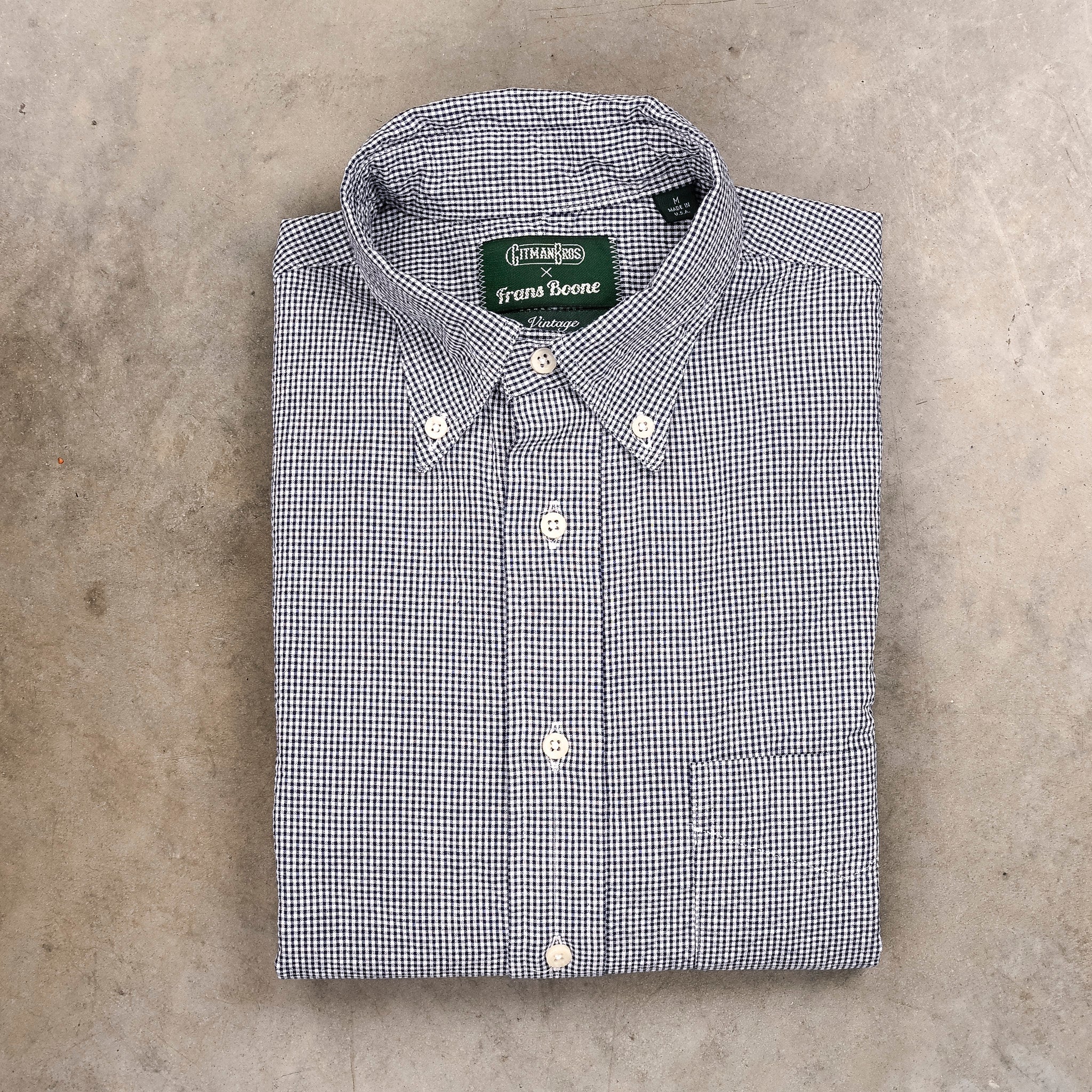 オールハンドメイド　鮒吉 Gitman Vintage x Frans Boone Japanese Woven Vichy Seersucker Navy