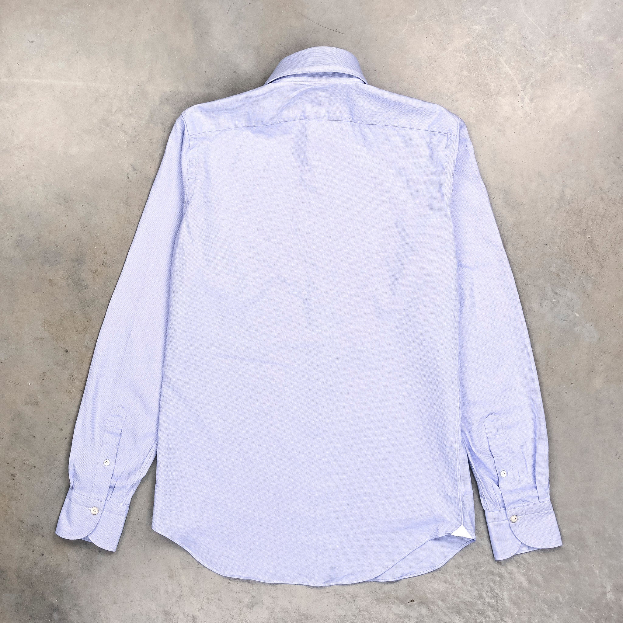 Finamore Tokyo Shirt Washed Oxford Sergio Collar in Midblue