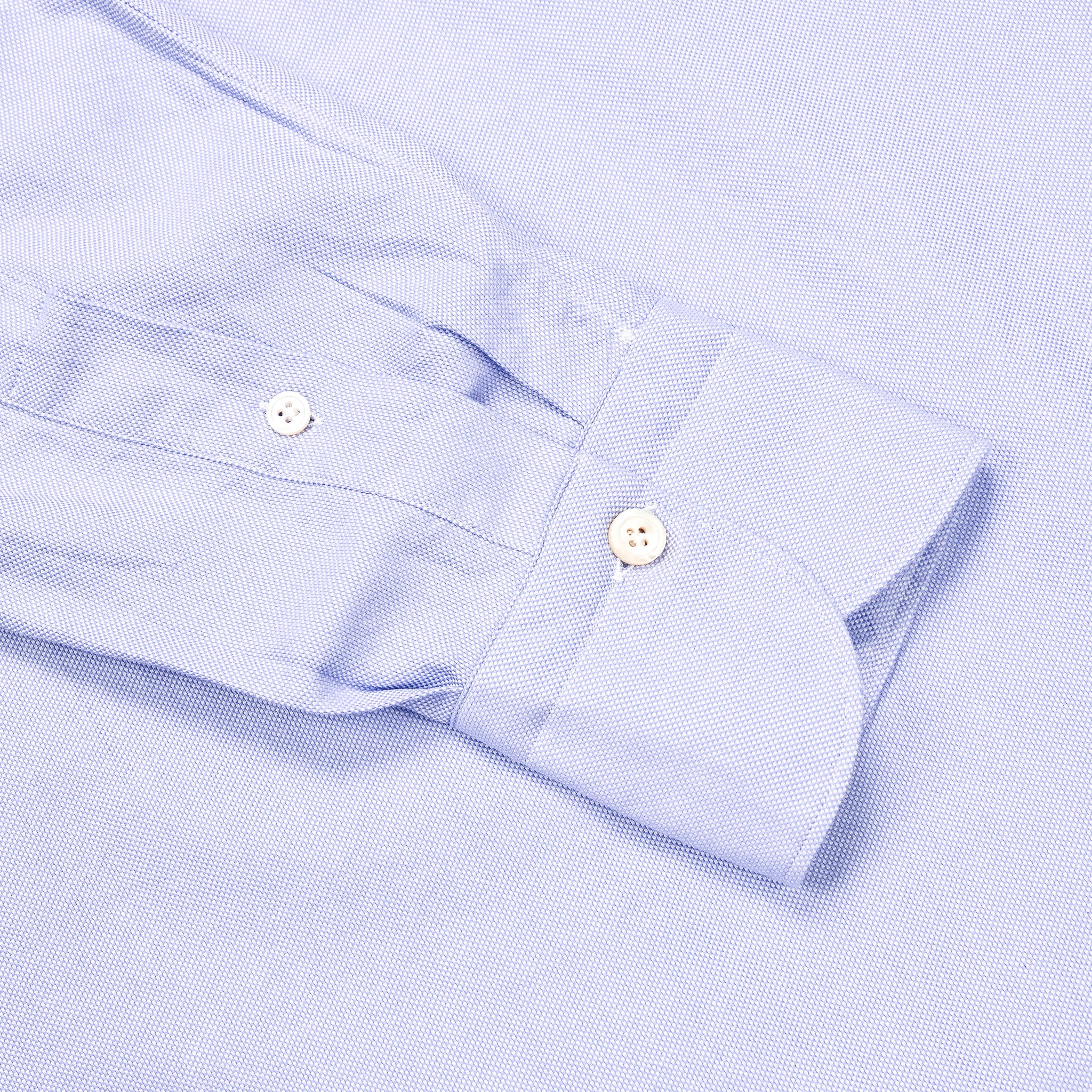 Finamore Gaeta Shirt Washed Oxford Sergio Collar in Midblue