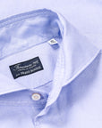 Finamore Gaeta Shirt Washed Oxford Sergio Collar in Midblue