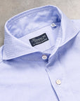Finamore Gaeta Shirt Washed Oxford Sergio Collar in Midblue