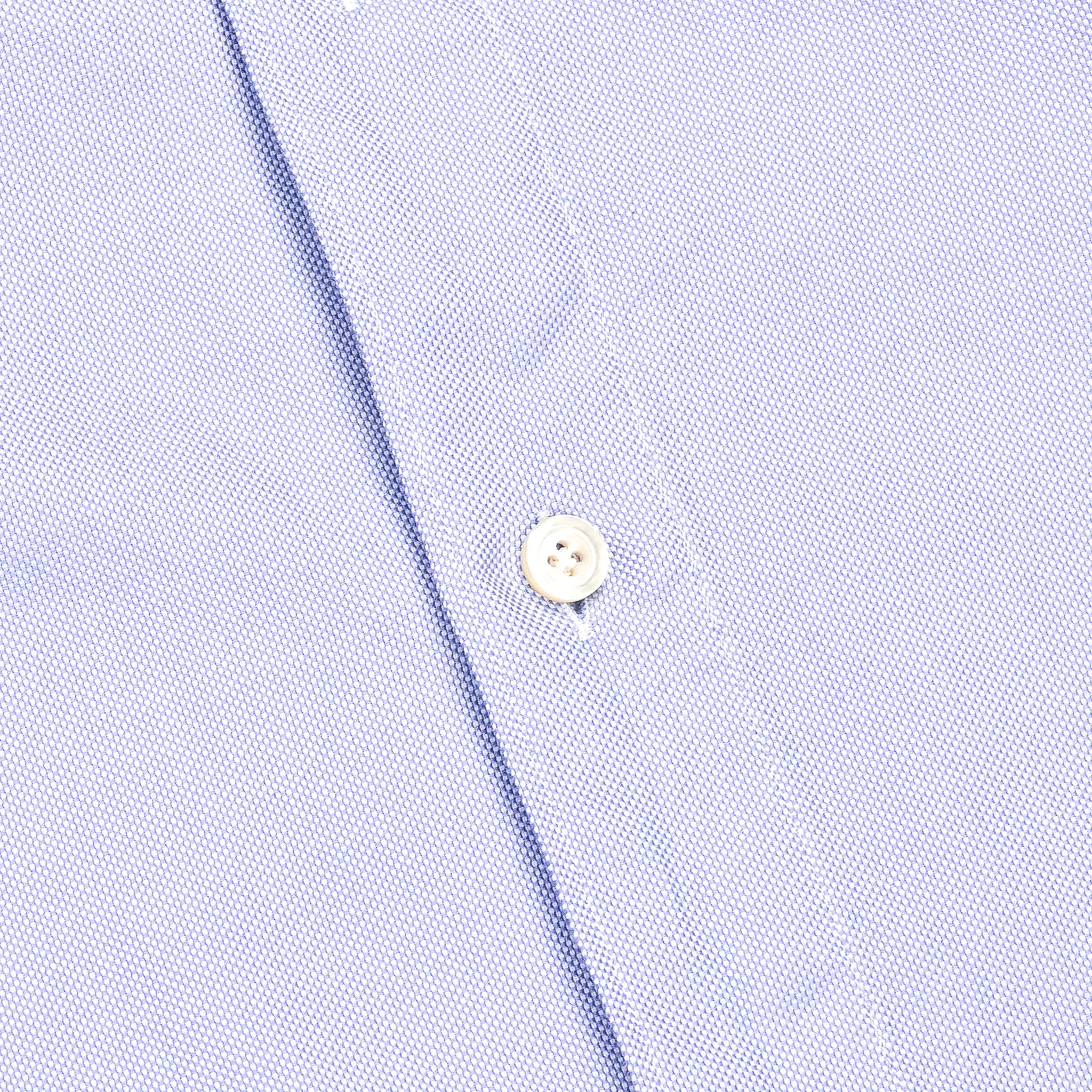 Finamore Gaeta Shirt Washed Oxford Sergio Collar in Midblue
