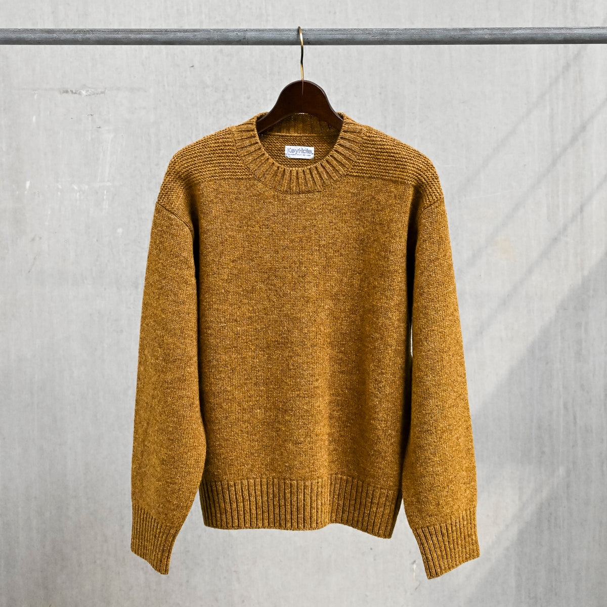 The Corona Utility KN001 Navy Crew Shetland Wool Gold