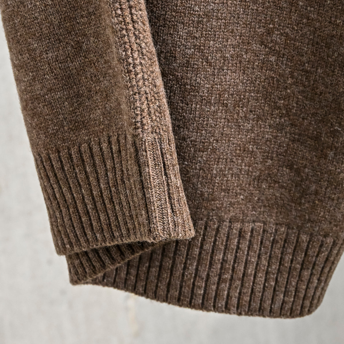 The Corona Utility KN001 Navy Crew Shetland Wool Mocha
