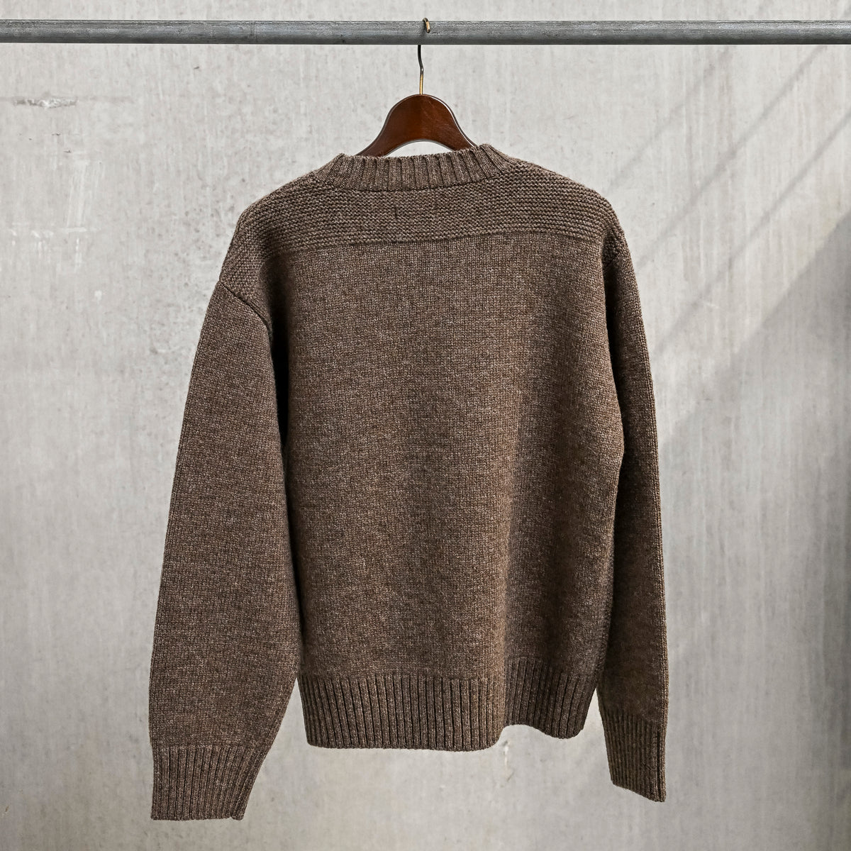 The Corona Utility KN001 Navy Crew Shetland Wool Mocha