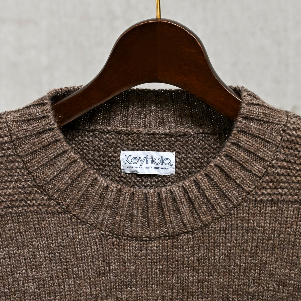 The Corona Utility KN001 Navy Crew Shetland Wool Mocha