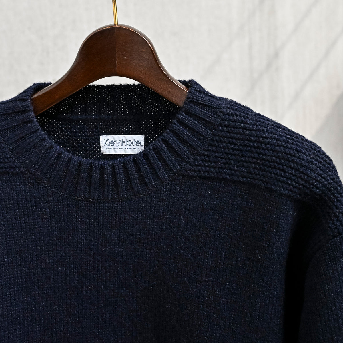 The Corona Utility KN001 Navy Crew Shetland Wool Navy