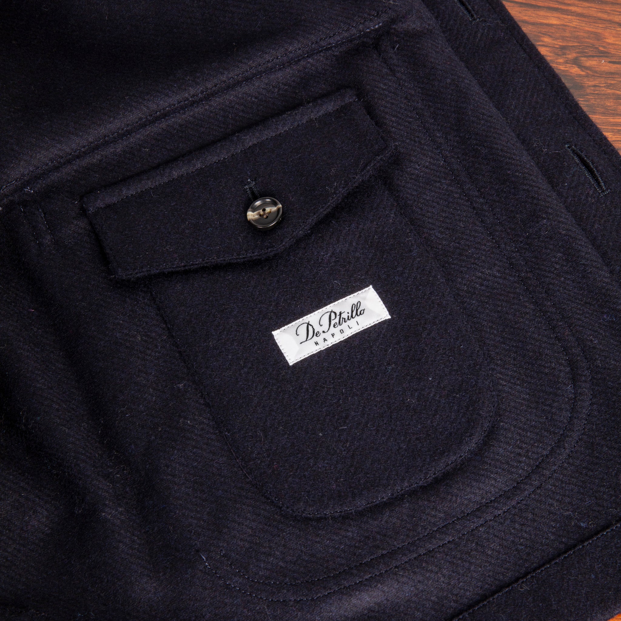 De Petrillo Shirt Jacket Wool and Cashmere Blu Scuro