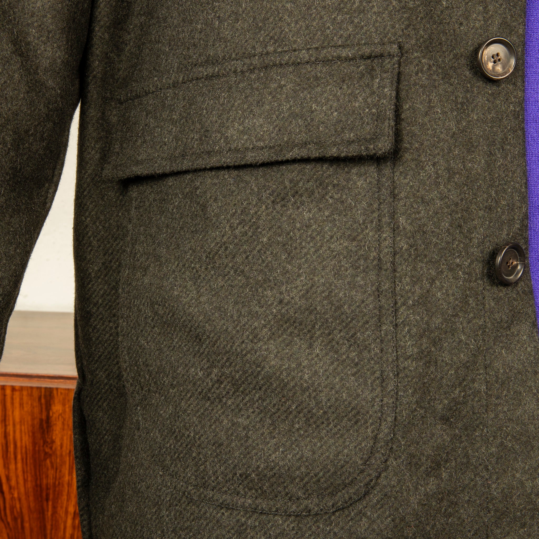 De Petrillo Shirt Jacket Wool and Cashmere Verde Scuro