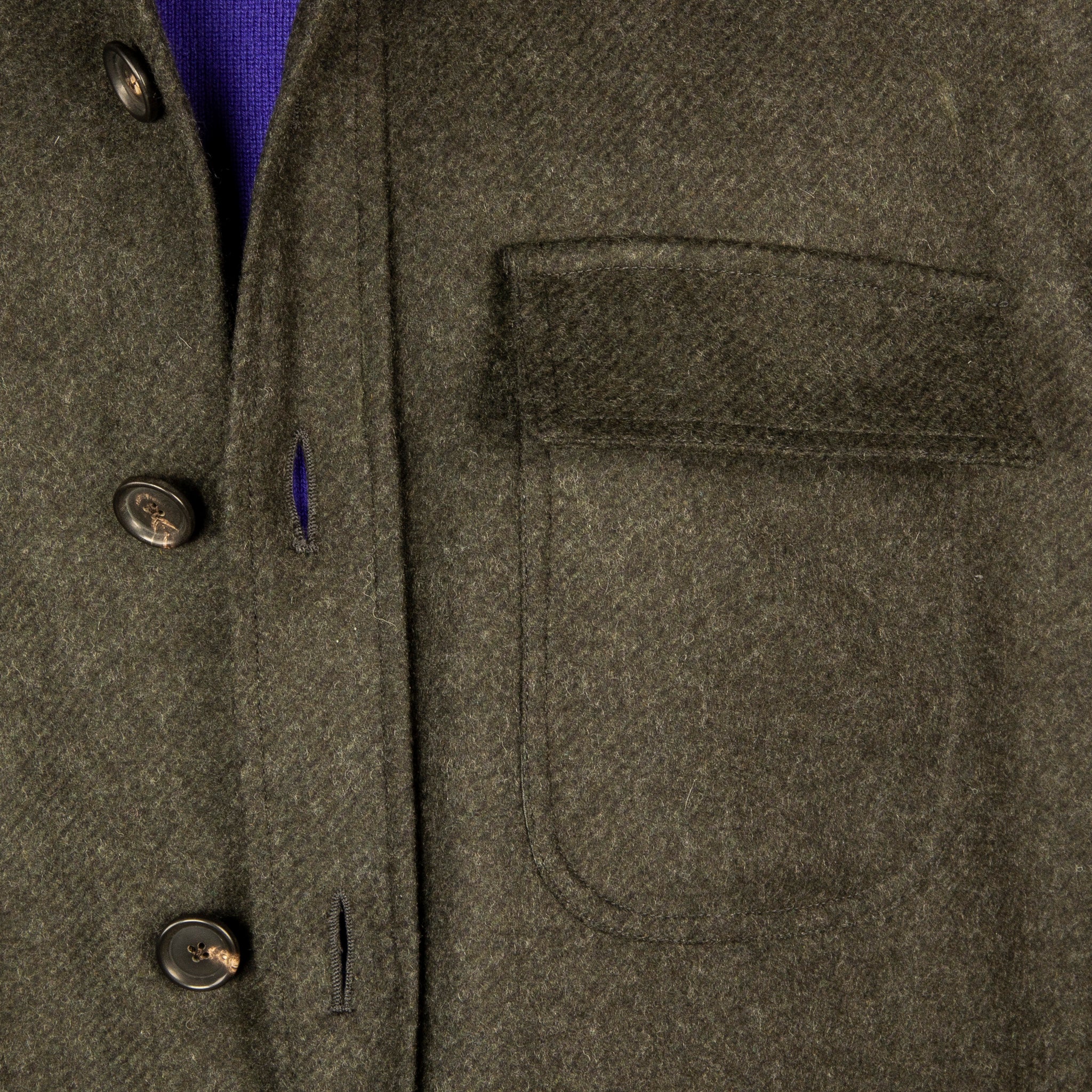 De Petrillo Shirt Jacket Wool and Cashmere Verde Scuro
