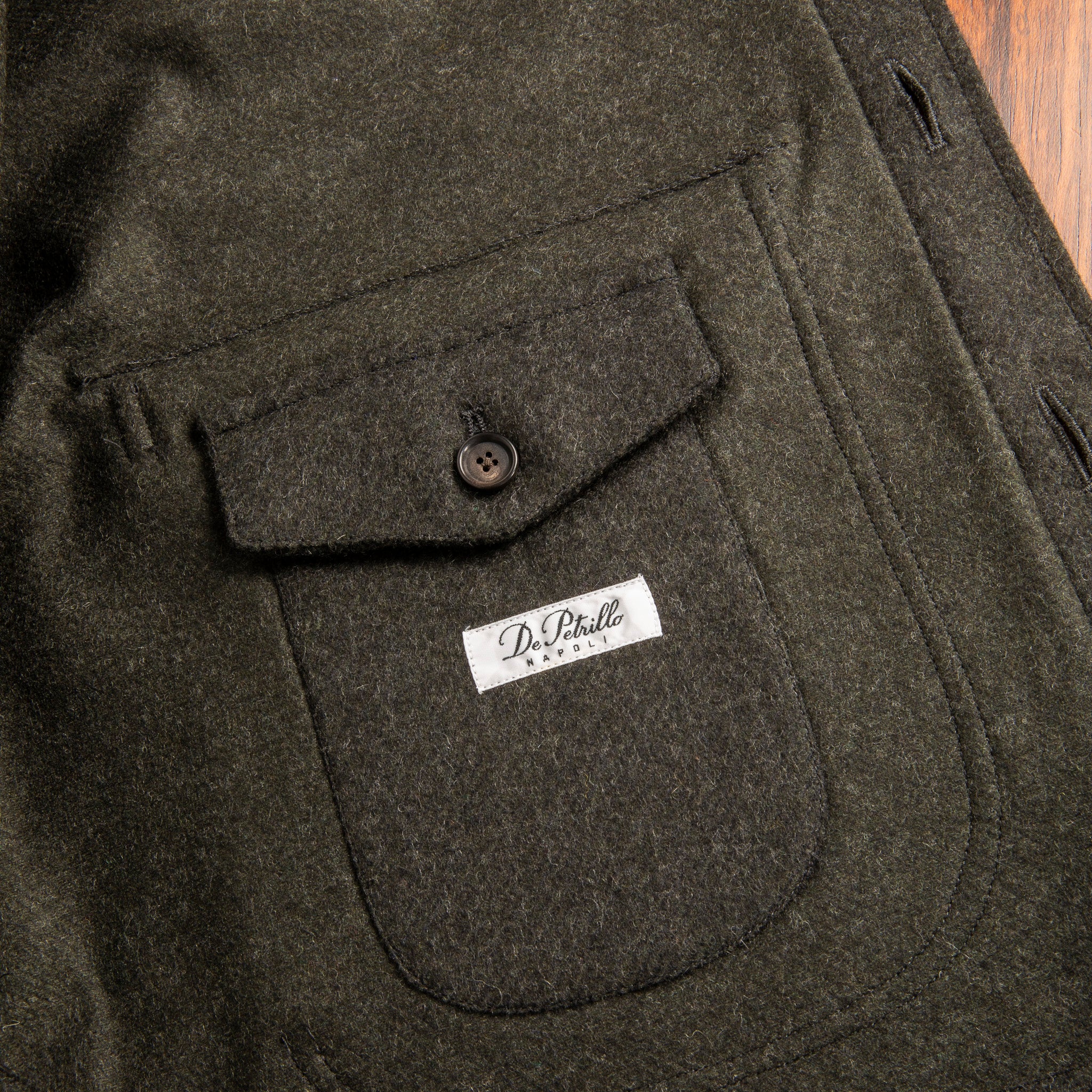 De Petrillo Shirt Jacket Wool and Cashmere Verde Scuro