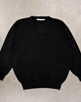 Olde H & Daughter Silk Plain Stitch Crew Neck Sweater Black