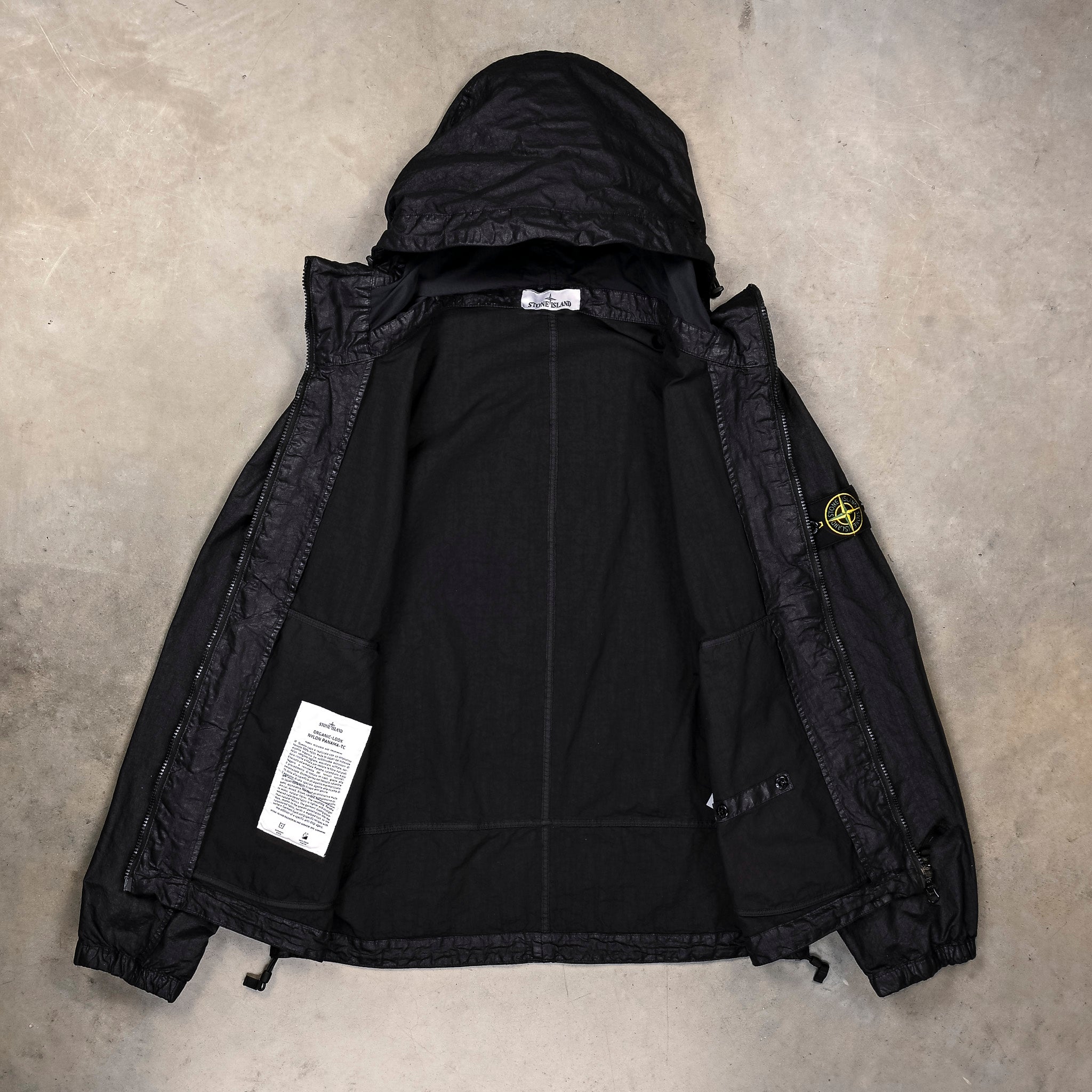 Stone Island Organic-Look Nylon Panama-TC Hooded Jacket Black