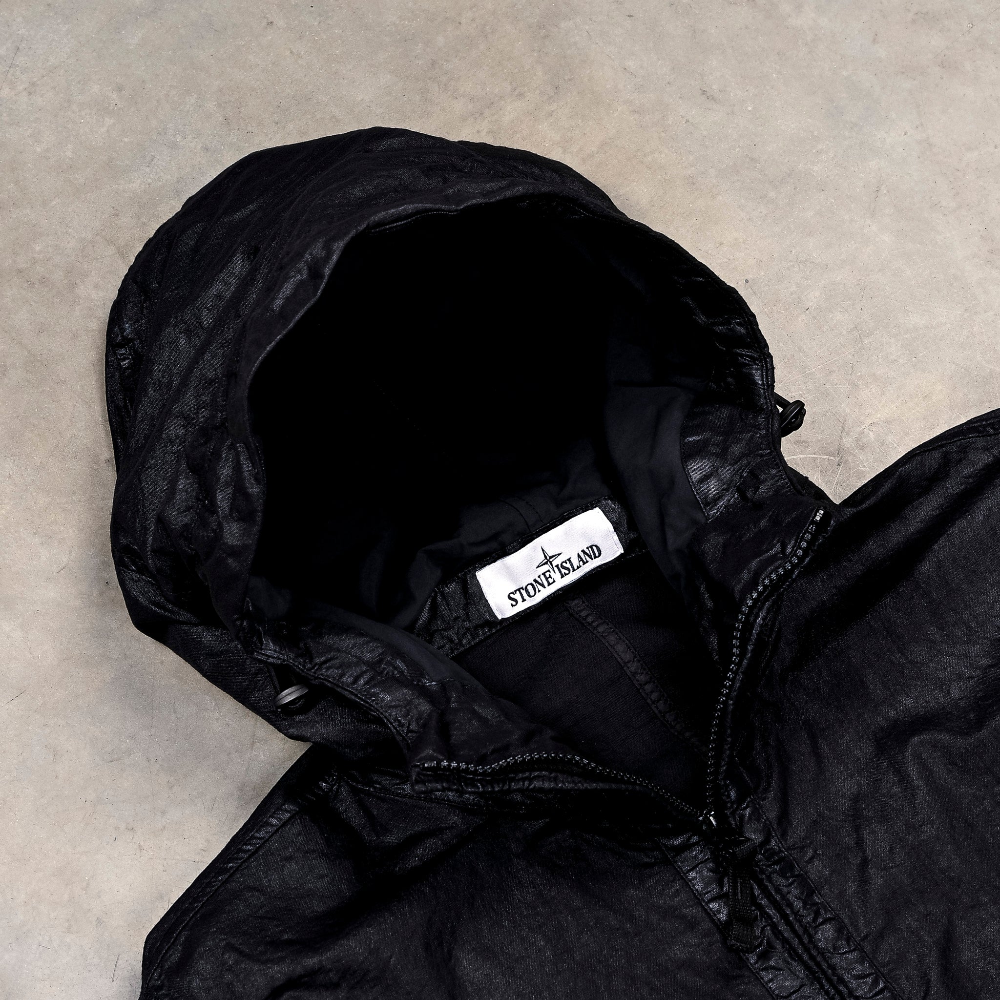 Stone Island Organic-Look Nylon Panama-TC Hooded Jacket Black