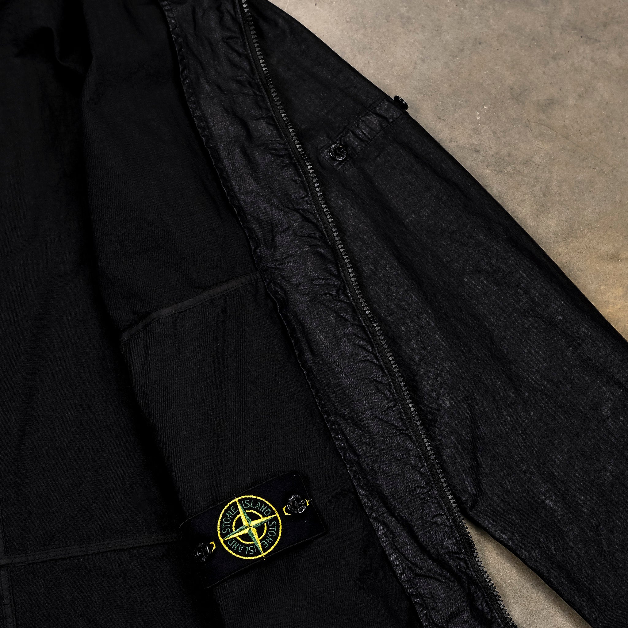 Stone Island Organic-Look Nylon Panama-TC Hooded Jacket Black