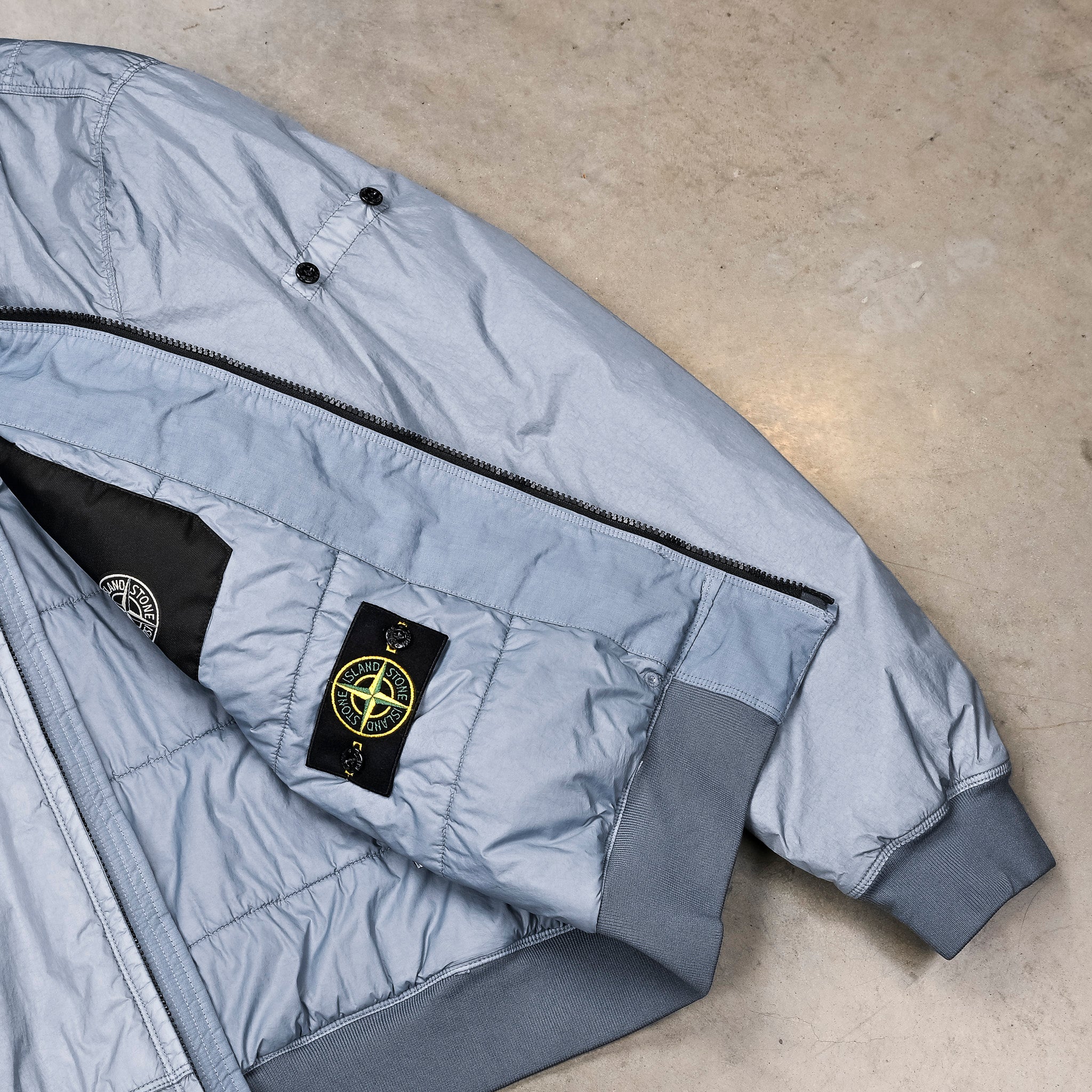 Stone Island Crinkle Reps NY Hooded Jacket Avio Blue