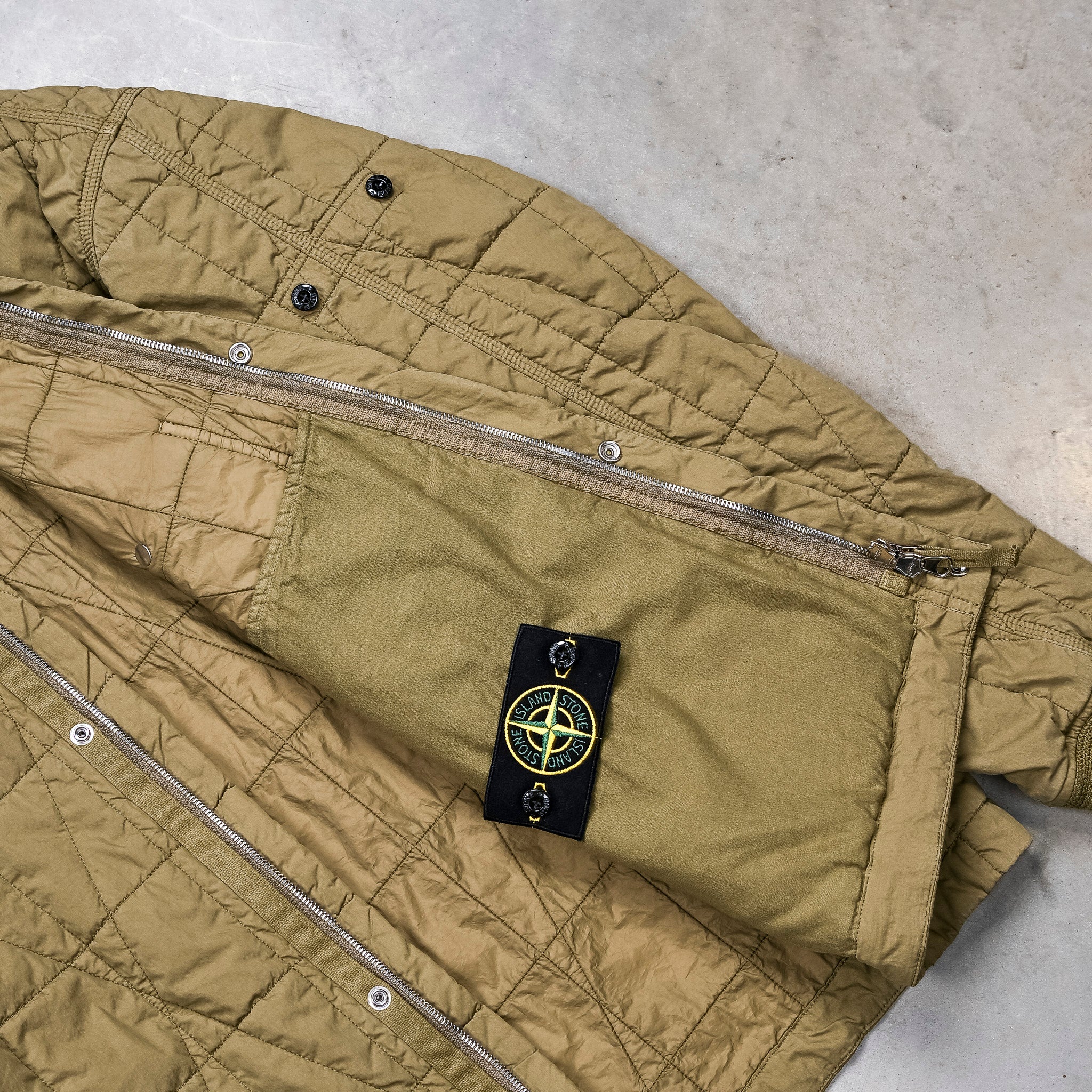 Stone Island Cotton Nylon Tela Quilted TC Jacket Militairy Green