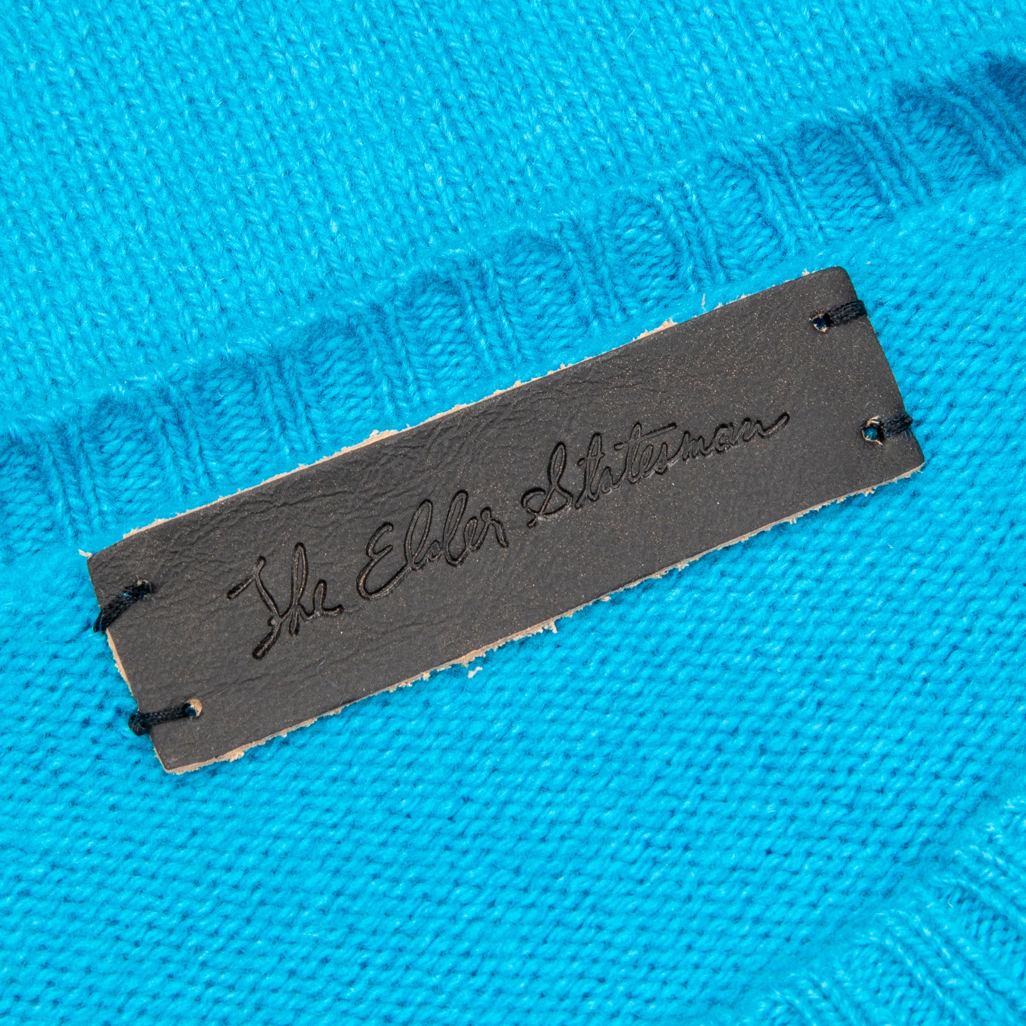 The Elder Statesman  @ Frans Boone Cashmere Striped Racing Crew Unisex Sweater Teal Yellow
