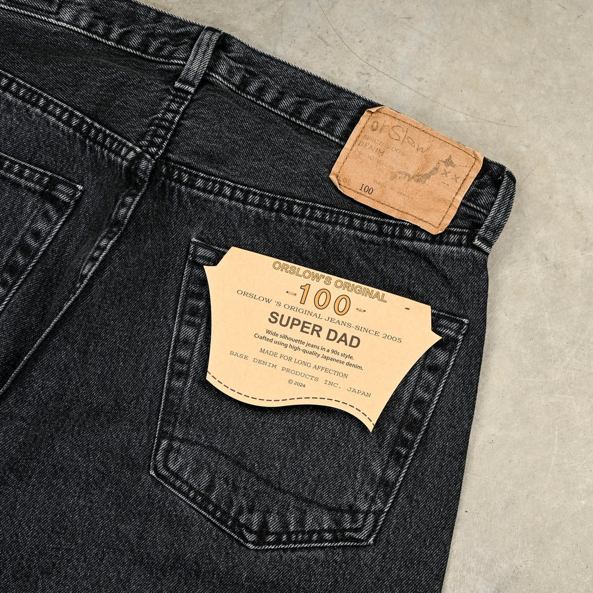 Orslow 100 Super Dad Fit Black Denim Stone