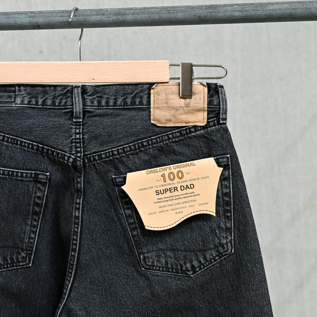 Orslow 100 Super Dad Fit Black Denim Stone