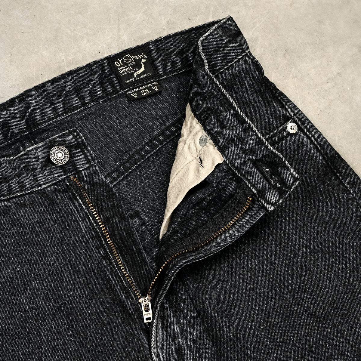 Orslow 100 Super Dad Fit Black Denim Stone