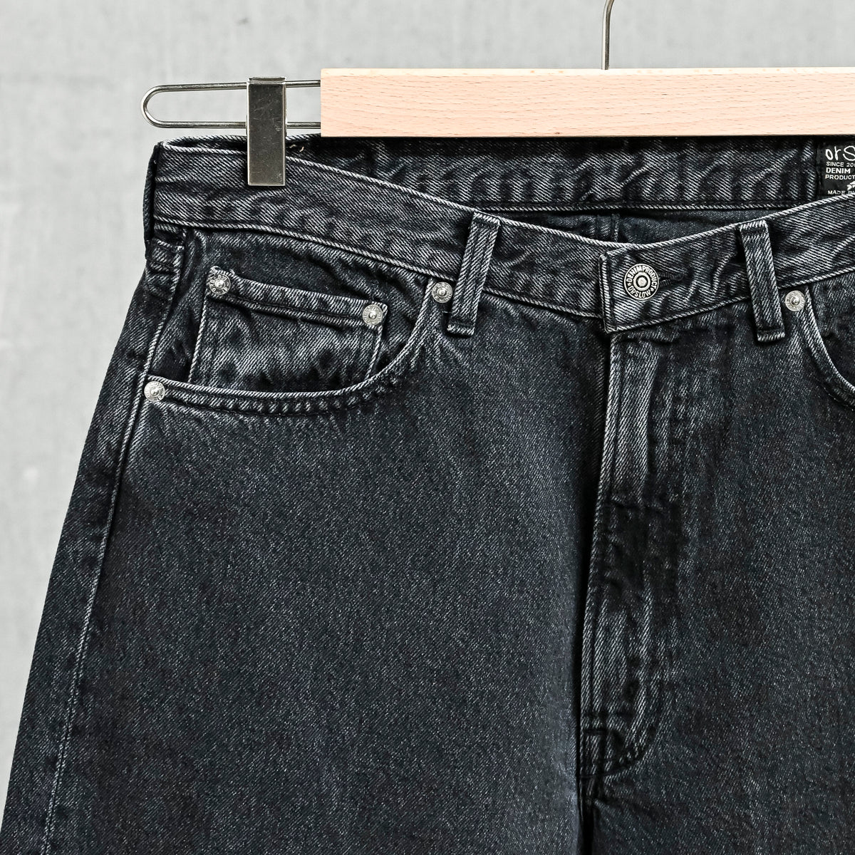 Orslow 100 Super Dad Fit Black Denim Stone