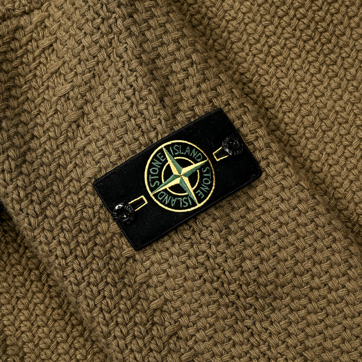 Stone Island Lambswool Basket Weave Sweater Military Green
