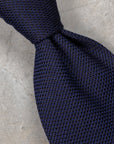 Finamore Cravatta "Sette Pieghe" Wool Silk Grenadine Blu