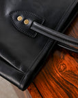 Croots Vintage Leather Field Tote Bag Black