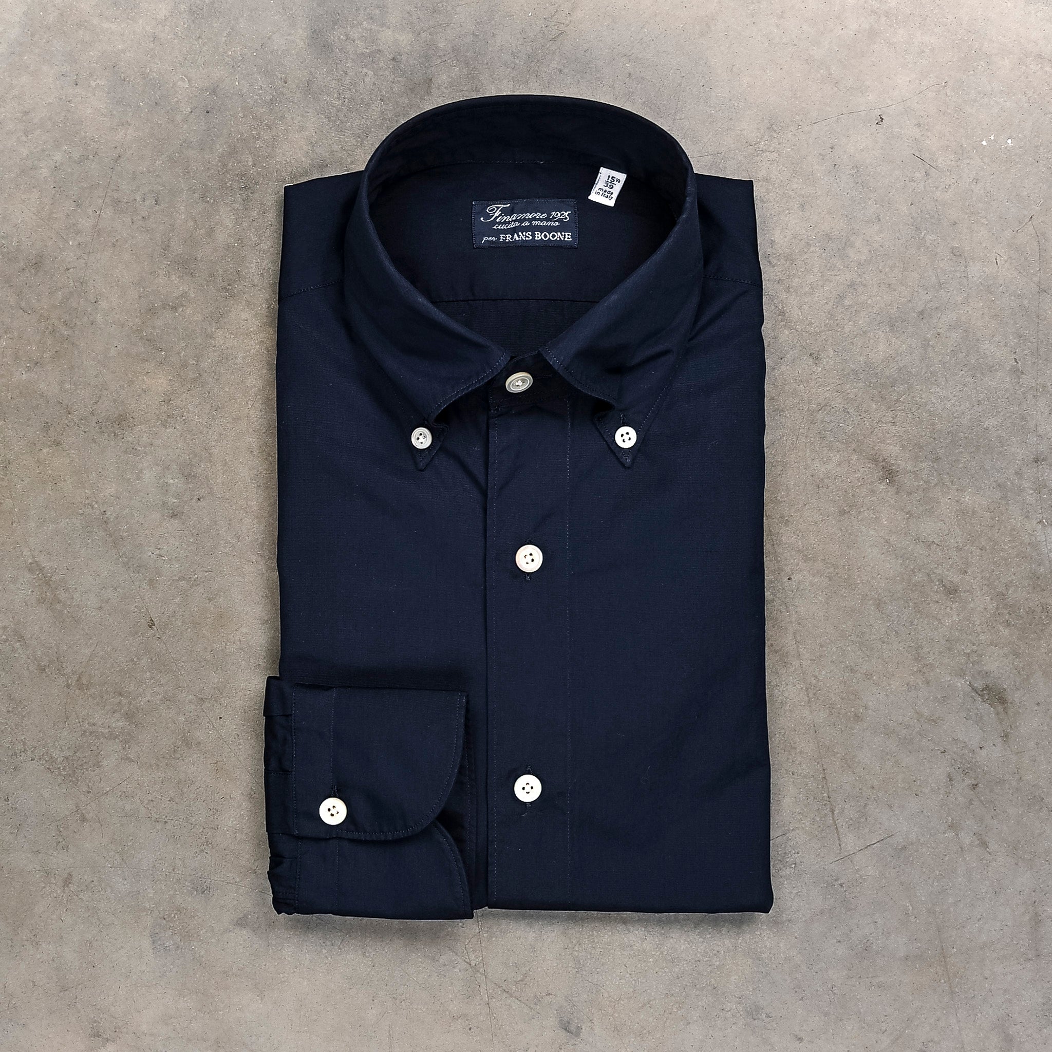 Finamore Tokyo Shirt Lucio Collar Alumo Poplin Navy