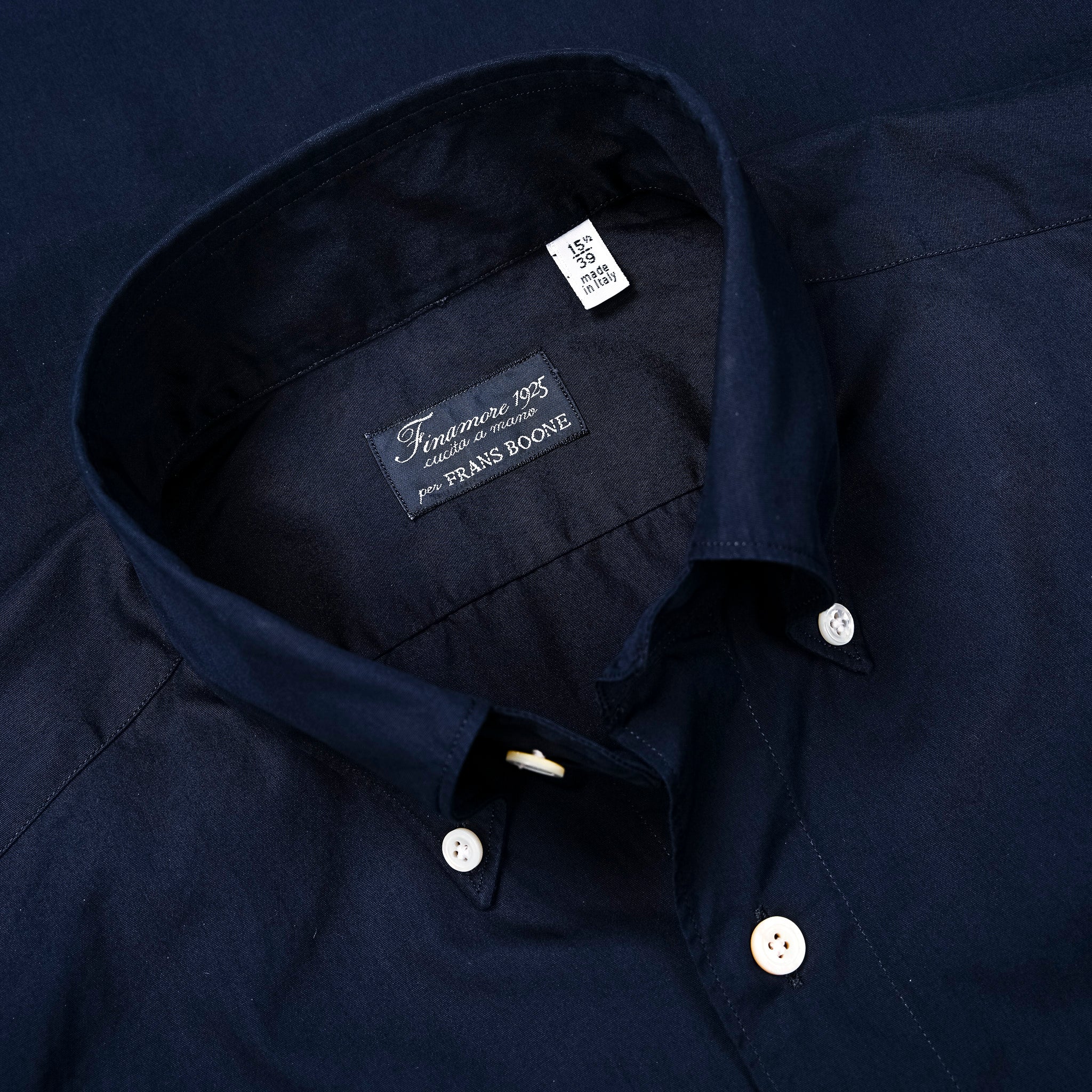 Finamore Tokyo Shirt Lucio Collar Alumo Poplin Navy