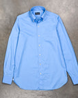 Finamore Tokyo shirt Lucio Collar Alumo poplin Avio blue