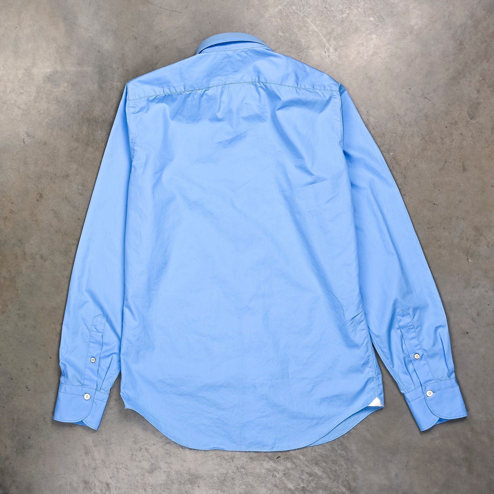 Finamore Tokyo shirt Lucio Collar Alumo poplin Avio blue