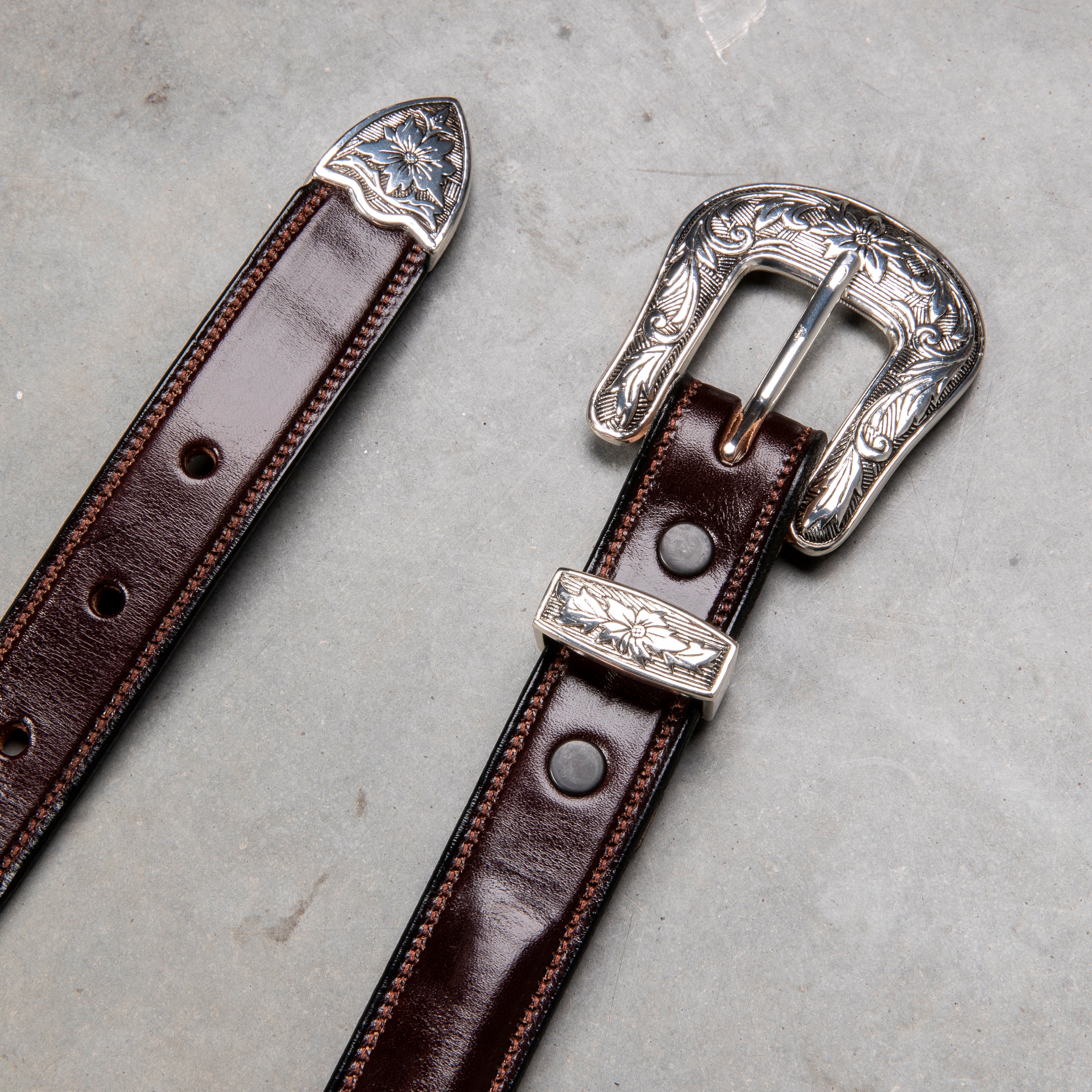 Tory Leather x Frans Boone Western Bridle Leather Belt 1″ Havana