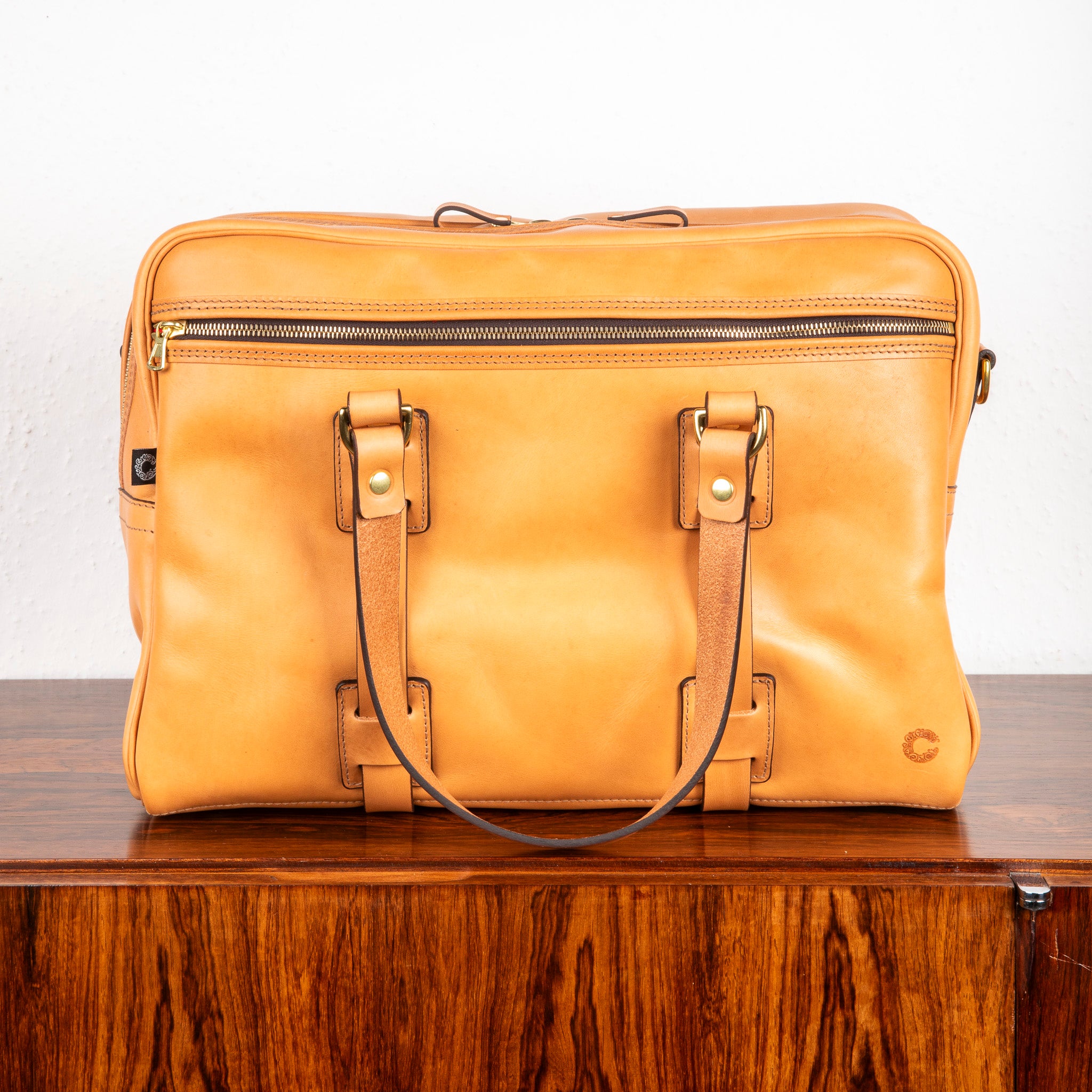 Croots Vegetable Tanned Leather Traveller Bag Natural