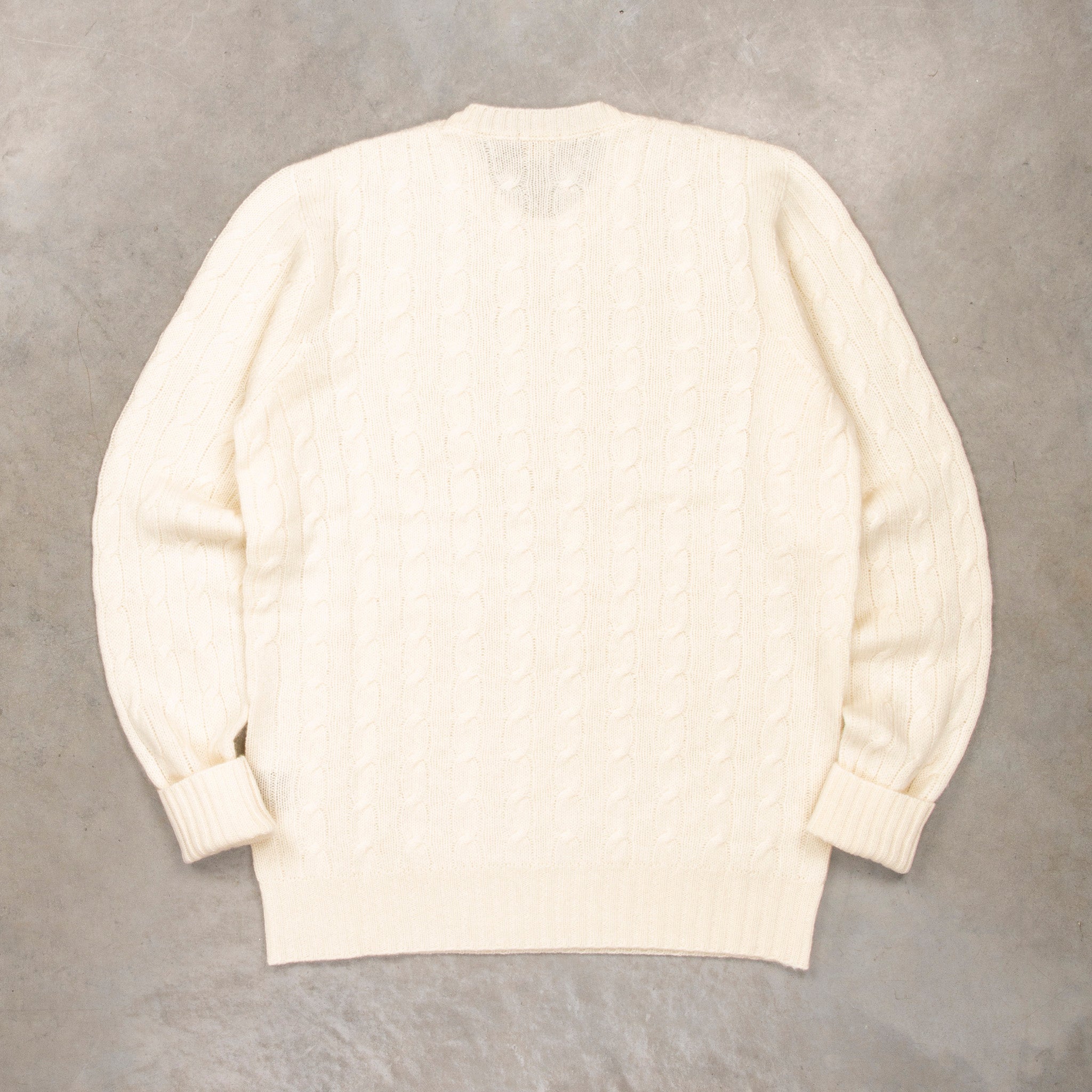 Drumohr Cashmere Treccia Crew Neck Bianco Sporco