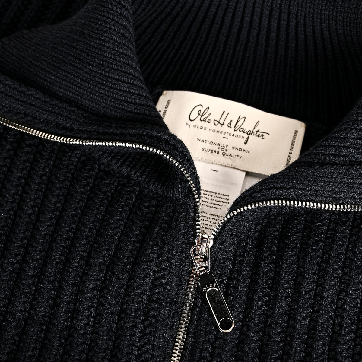 Olde H &amp; Daughter Twist Wool Half Zip Mid Nite