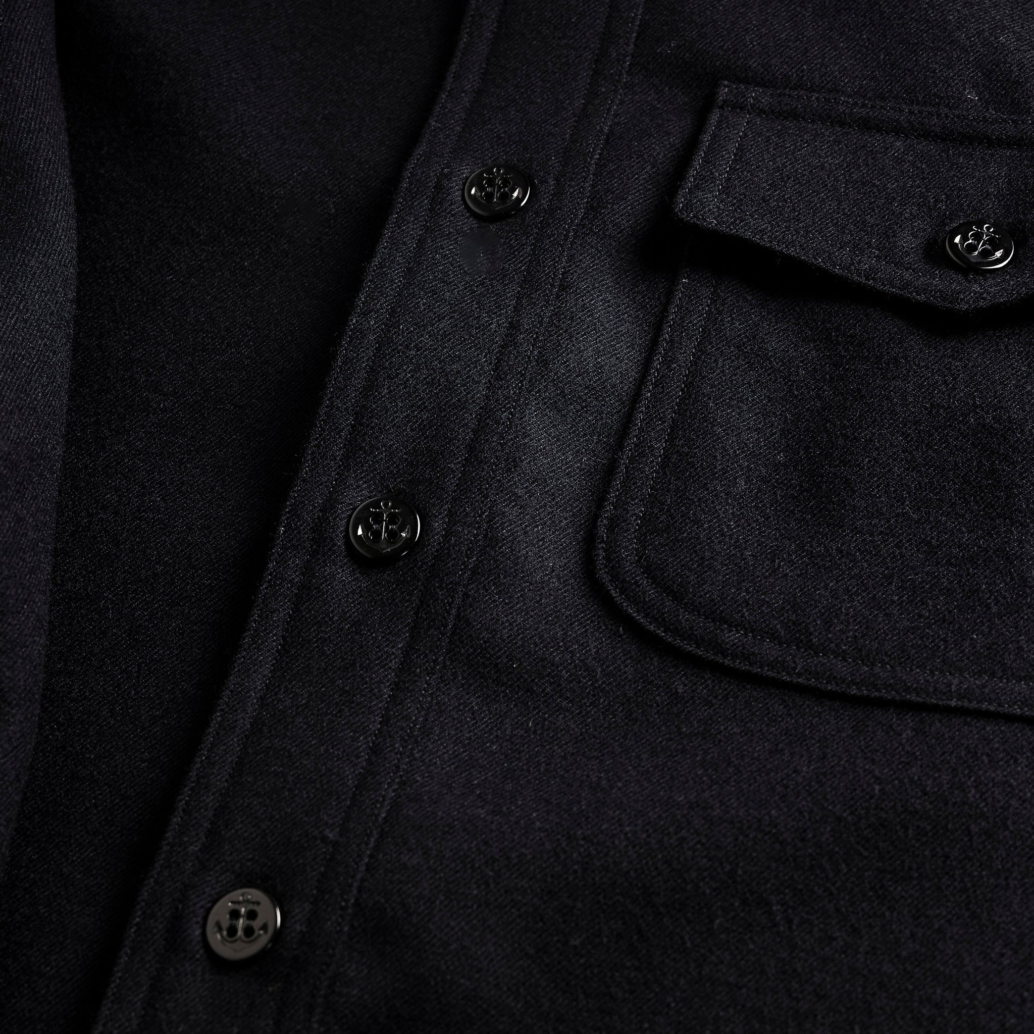 The Real McCoy's U.S.N. Wool Blue Flannel Shirt Navy