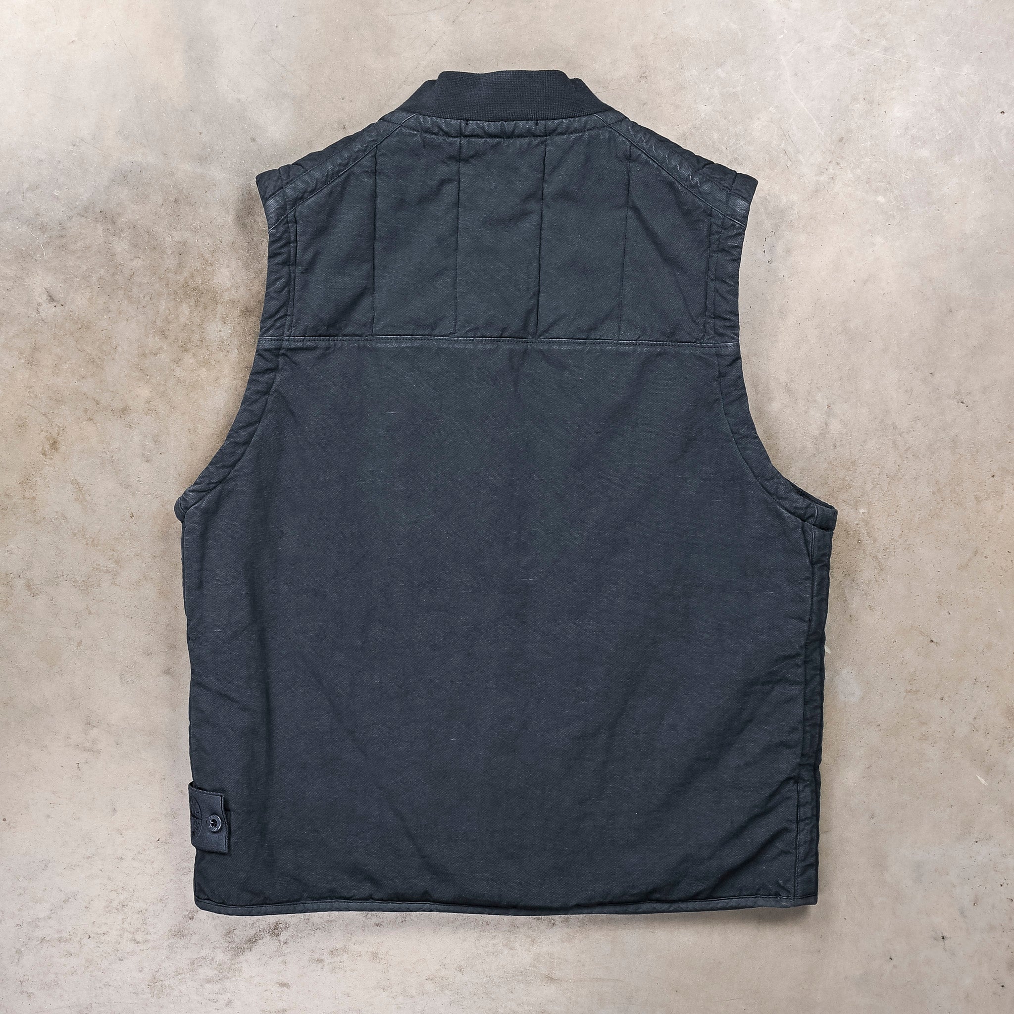 Stone Island Ghost Cotton Linen Canvas Quilted-TC Vest Slate Blue