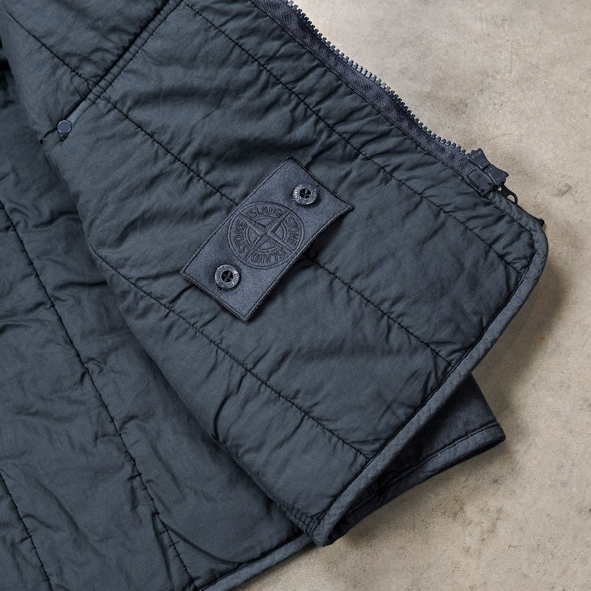 Stone Island Ghost Cotton Linen Canvas Quilted-TC Vest Slate Blue