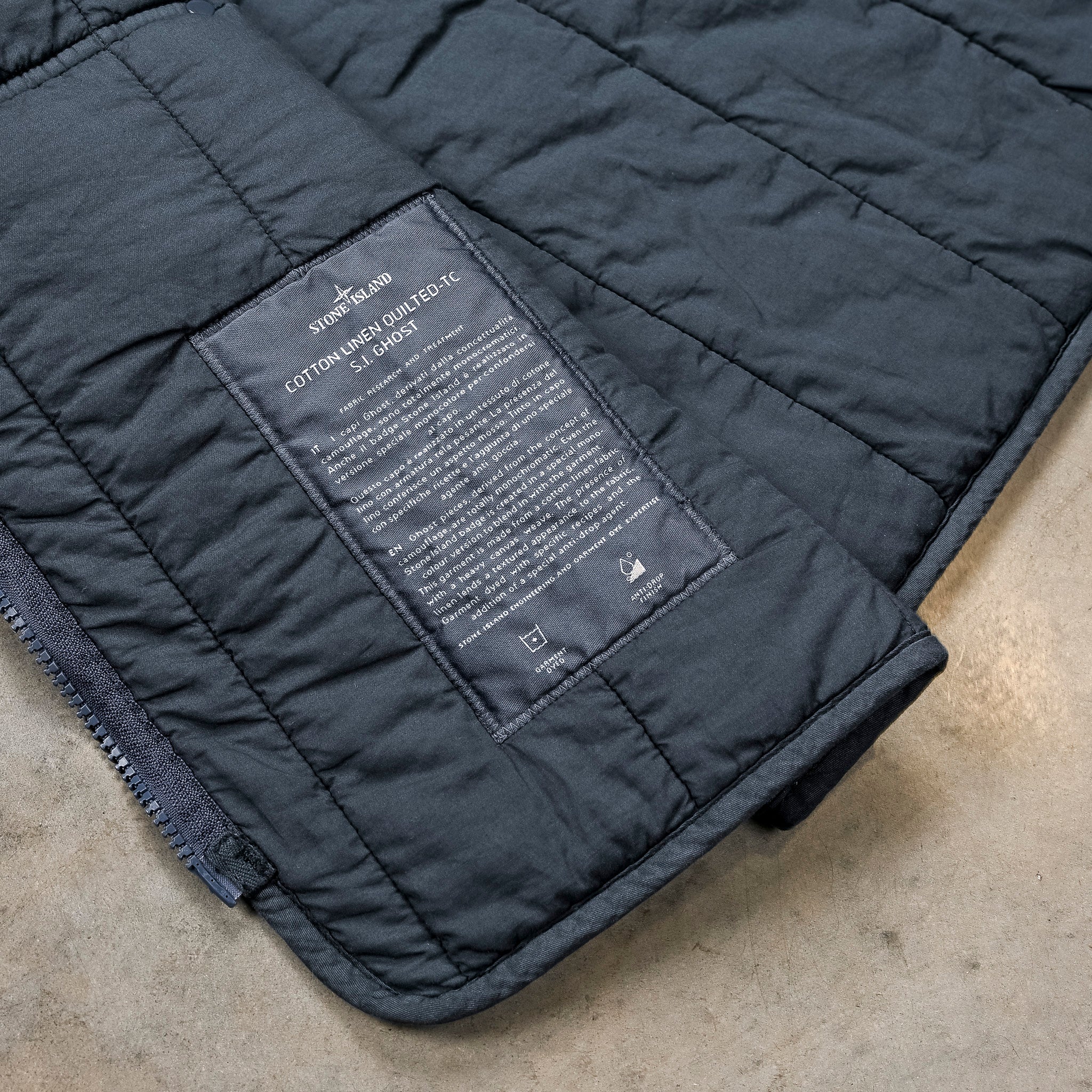Stone Island Ghost Cotton Linen Canvas Quilted-TC Vest Slate Blue