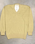 Olde H & Daughter Linen Silk Plain Stitch V-Neck Meadow