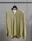 Olde H & Daughter Linen Silk Plain Stitch V-Neck Meadow