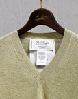 Olde H & Daughter Linen Silk Plain Stitch V-Neck Meadow