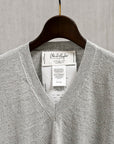 Olde H & Daughter Linen Silk Plain Stitch V-Neck Salt