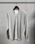 Olde H & Daughter Linen Silk Plain Stitch V-Neck Salt