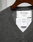 Olde H & Daughter Linen Silk Plain Stitch V-Neck Charcoal