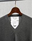 Olde H & Daughter Linen Silk Plain Stitch V-Neck Charcoal