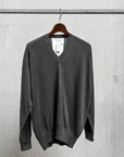Olde H & Daughter Linen Silk Plain Stitch V-Neck Charcoal