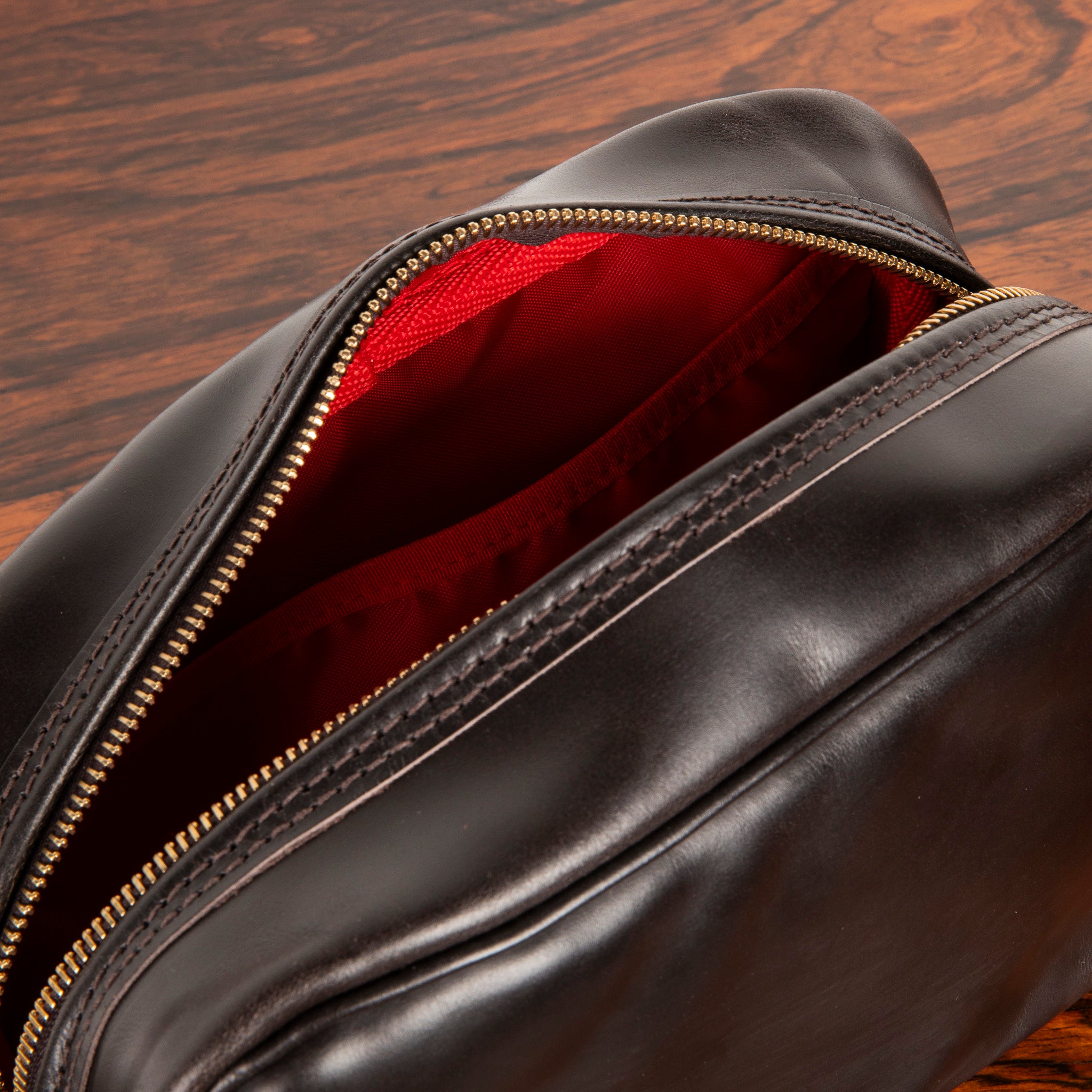 Croots Malton Bridle Leather Wash Bag Dark Brown